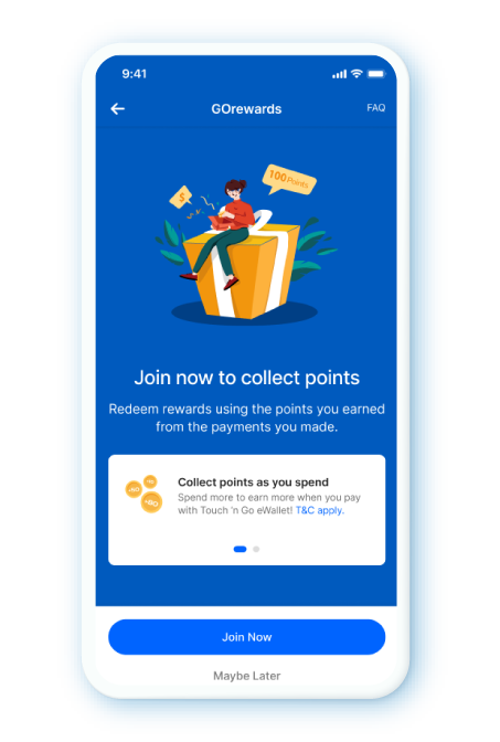 Tap “Join Now” to participate in GOrewards